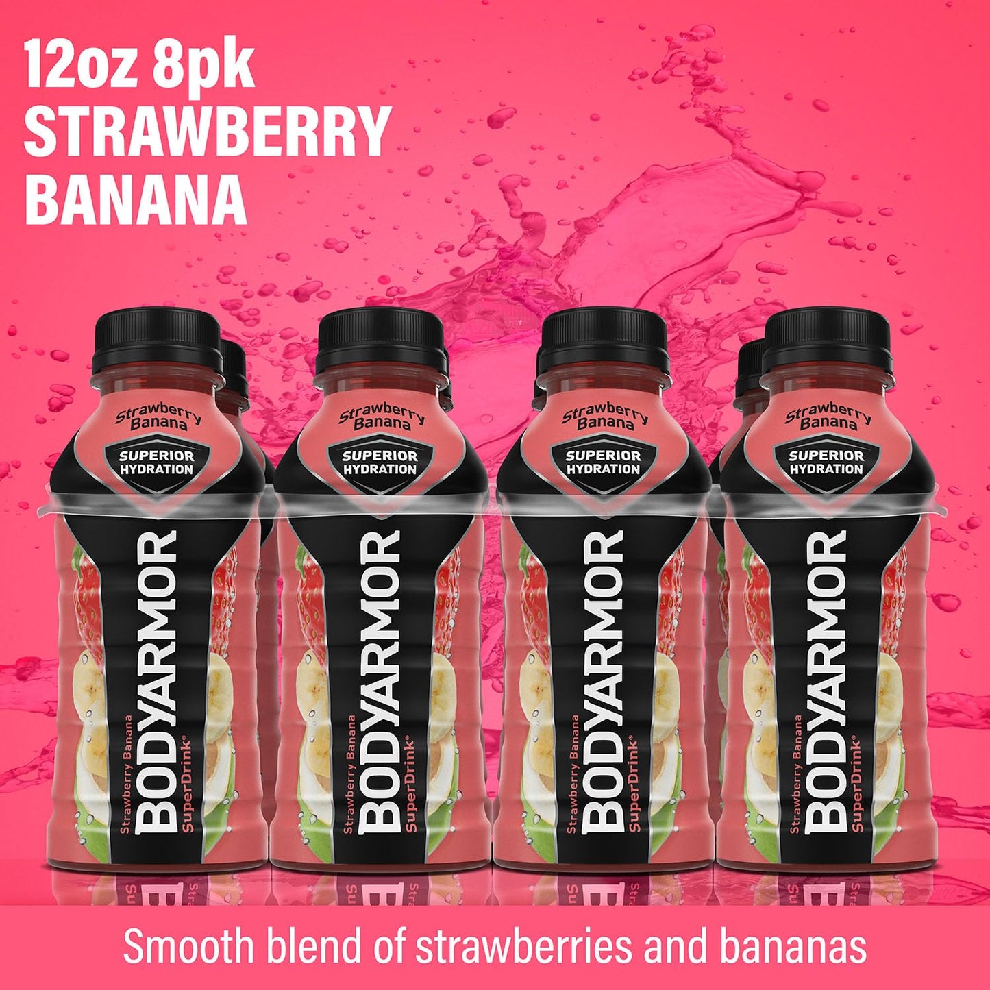 BODYARMOR Strawberry Banana Coconut Water Sports Drink, 12 Fl Oz (Pack of 8), Hydration with Natural Flavors, Vitamins and Electrolytes for Athletes