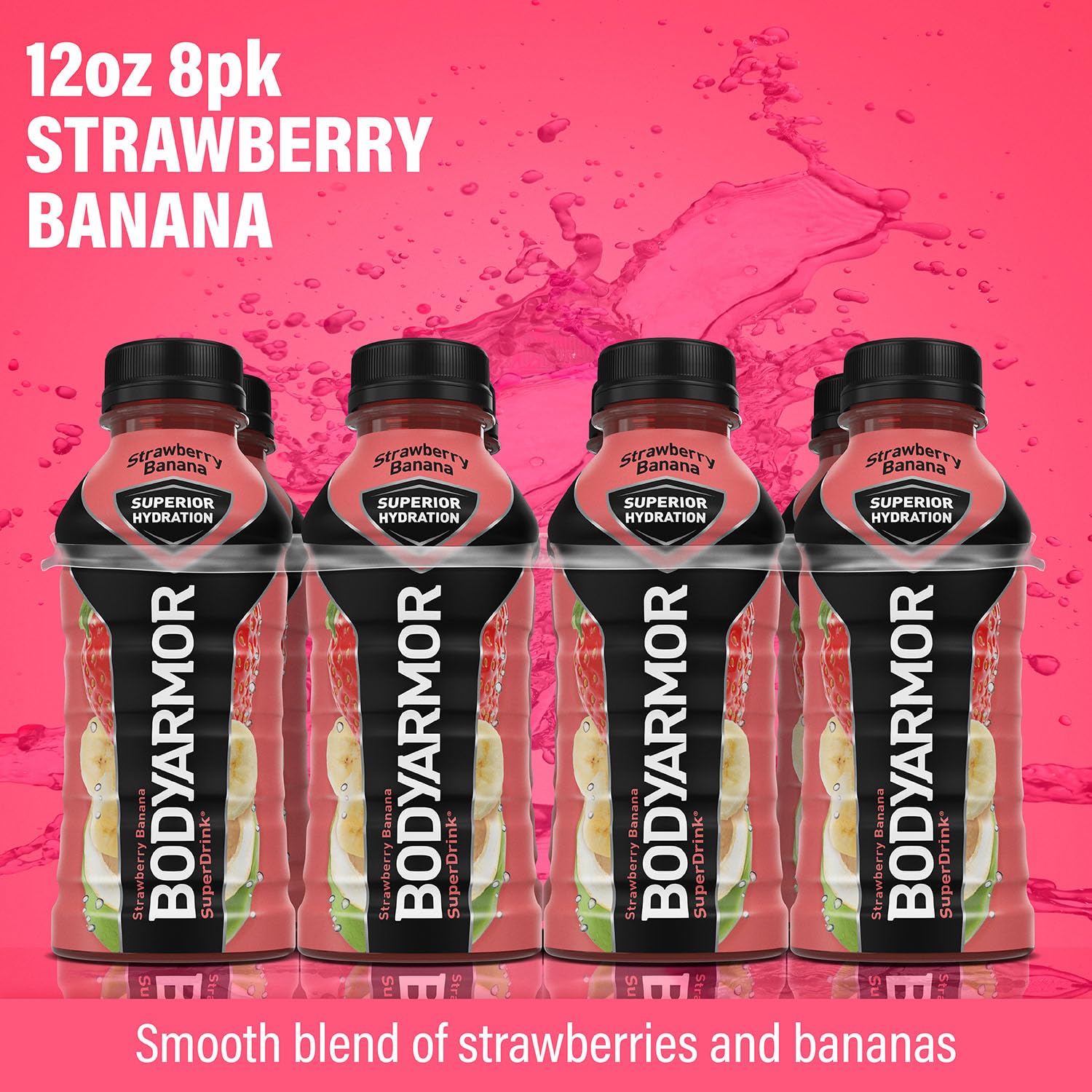 BODYARMOR Strawberry Banana Coconut Water Sports Drink, 12 Fl Oz (Pack of 8), Hydration with Natural Flavors, Vitamins and Electrolytes for Athletes