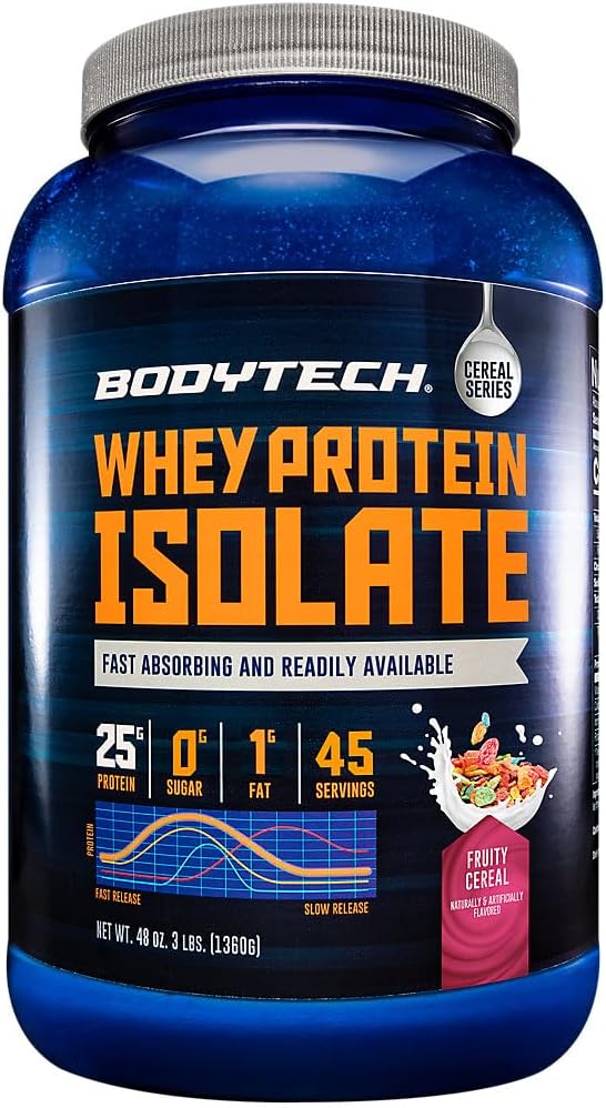 BodyTech Fruity Cereal Whey Protein Isolate Powder - 3 lbs. (46 Servings)