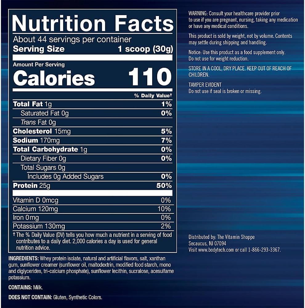 BodyTech Whey Protein Isolate Powder - Cinnamon Cereal Flavor, 25g Protein & BCAA's, Ideal for Post-Workout Muscle Growth - 3lb