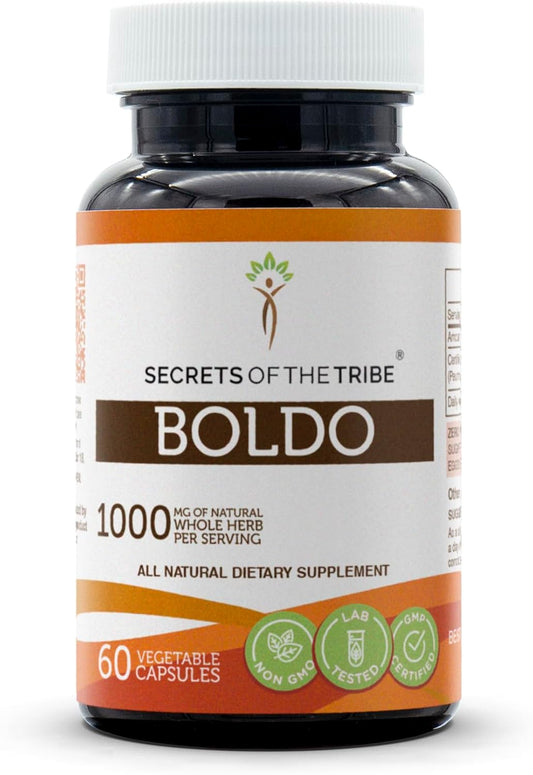 Boldo Leaf Extract Capsules - 1000mg, 60 Count - Secrets of the Tribe