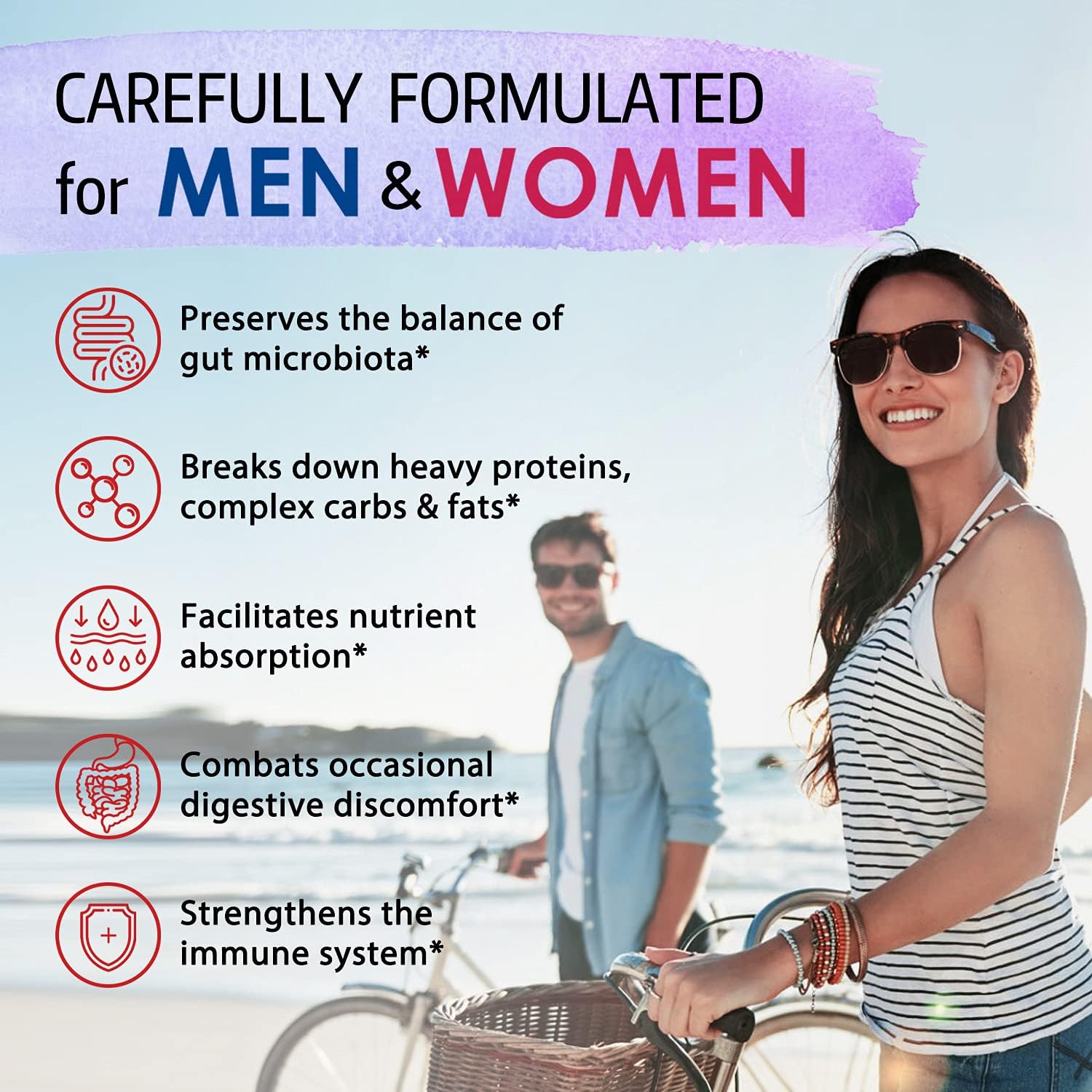 Bonawell Probiotics 120 Billion CFU 32 Strains with Prebiotics and Digestive Enzymes - 3-in-1 Daily Probiotic for Gut Health - 30 Veggie Capsules