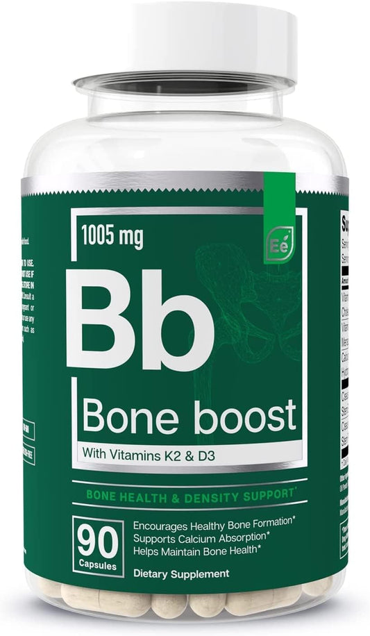 Bone Boost Supplement with Essential Vitamins for Bone Health - Supports Bone Strength with Vitamin D3, K2, Cissus Quadrangularis - 90 Capsules