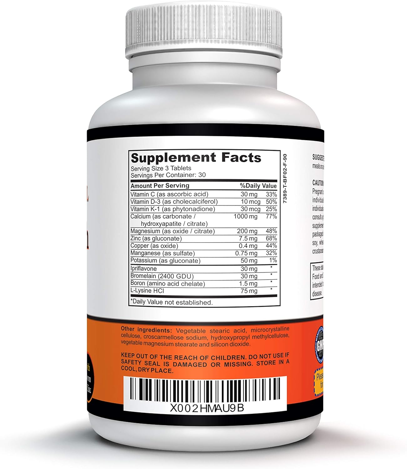 Bone Health Calcium Supplement with Vitamin D3, Magnesium, and Zinc - 90 Tablets for Stronger Bones