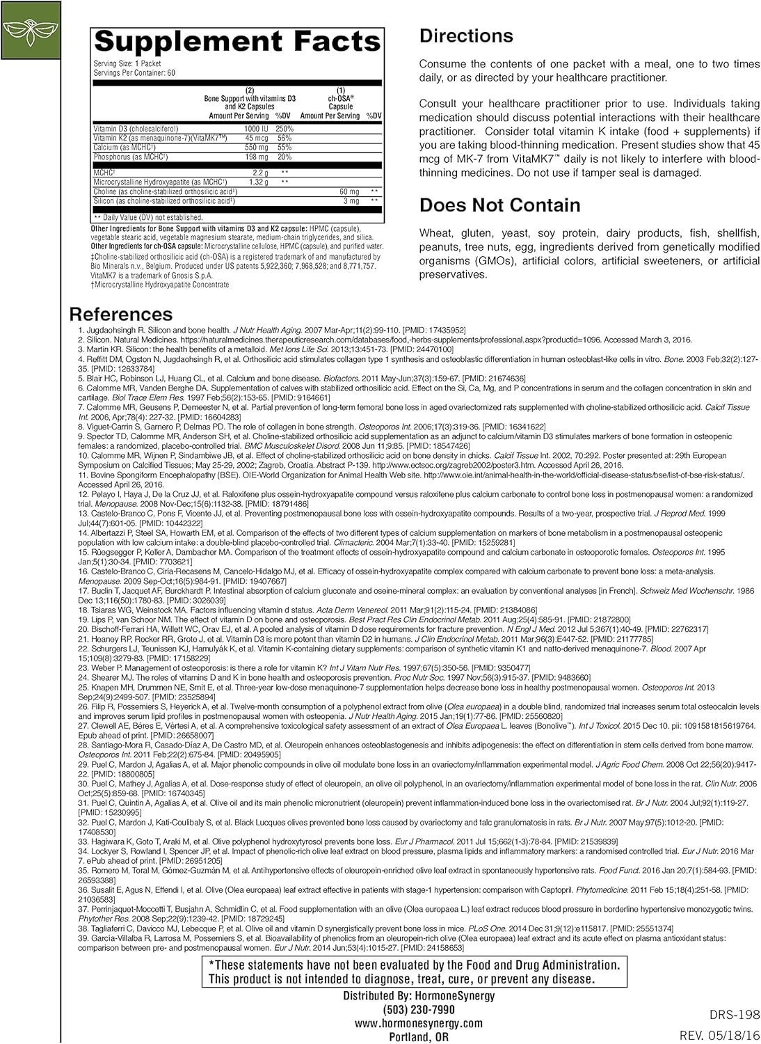 Bone Health Supplement with MCHC, Vitamin D3, and K2 | HormoneSynergy RetzlerRx® OsteoStrength MK-7 | Supports Bone Density & Strength | 60 Packets