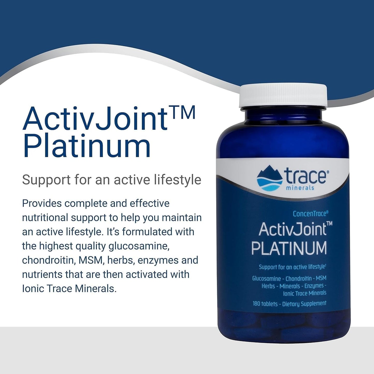 Bone Health Support Supplement with Trace Minerals - ActivJoint Platinum - Joint & Muscle Health - Heart Health - 180 Tablets