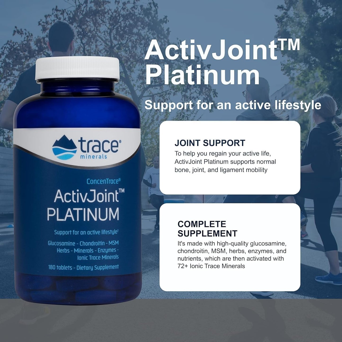 Bone Health Support Supplement with Trace Minerals - ActivJoint Platinum - Joint & Muscle Health - Heart Health - 180 Tablets