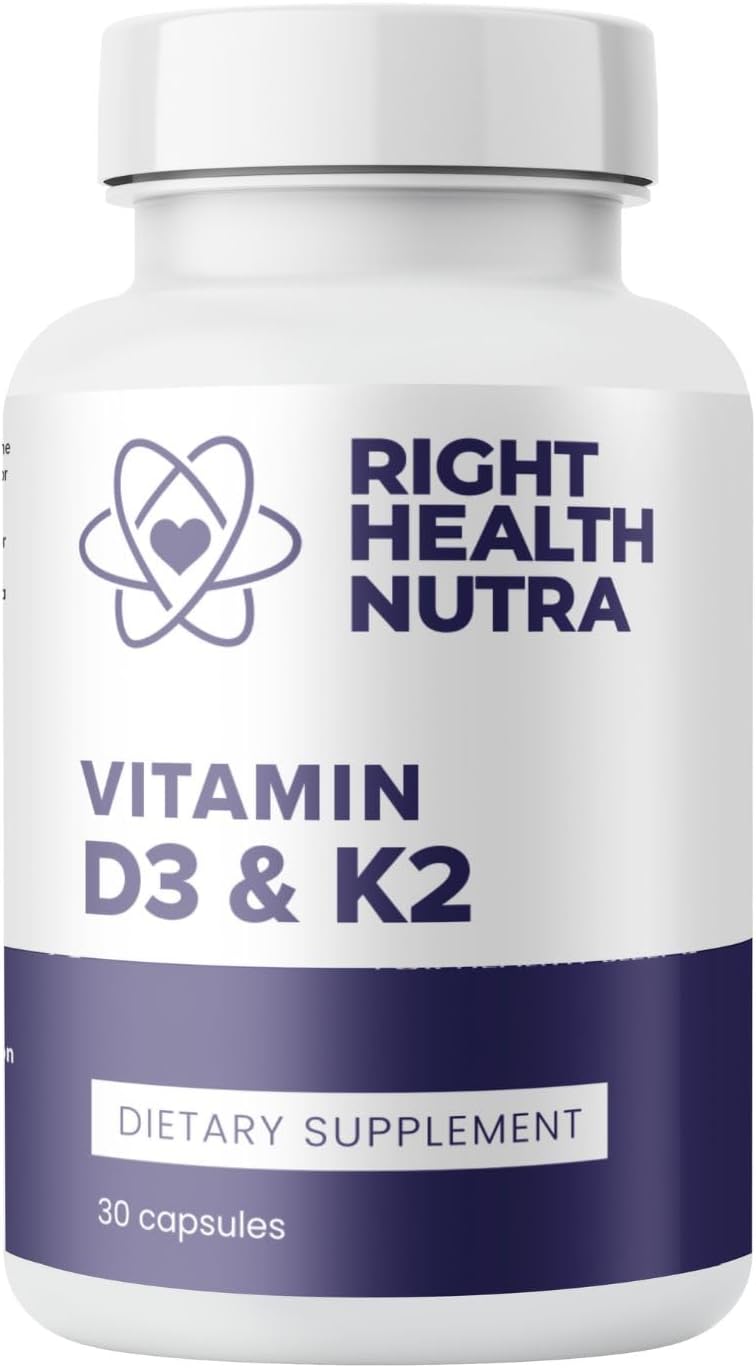 Bone Health Vitamin Supplement with 125 mcg Vitamin D3 & 200 mcg K2 - Made in USA - Highly Bioavailable MK-7 Formula