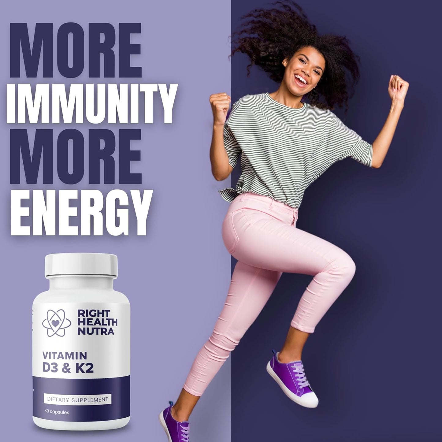 Bone Health Vitamin Supplement with 125 mcg Vitamin D3 & 200 mcg K2 - Made in USA - Highly Bioavailable MK-7 Formula