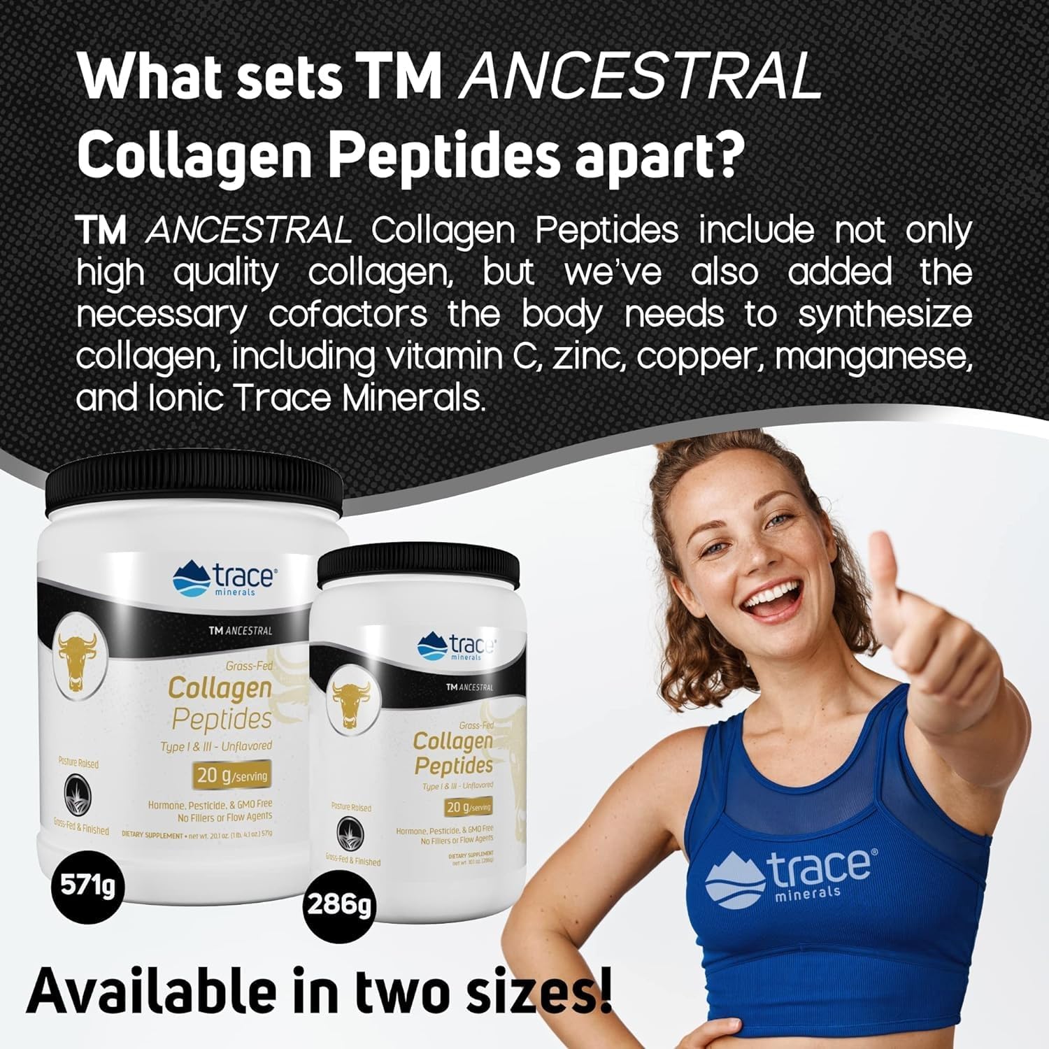 Bone & Joint Support Collagen Peptides with Trace Minerals - Hair, Skin, Nails, & Gut Health Powder Supplement - Unflavored, 571g