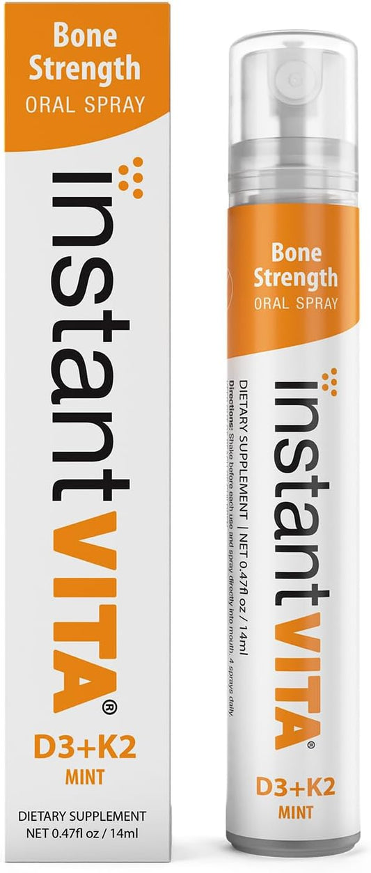 Bone Strength Supplement - Vitamin D3 + K2 Oral Spray for Fast Absorption, 1-Month Supply, Mint Flavor