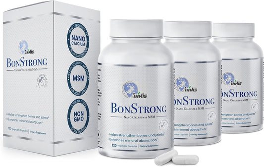 BonStrong Nano Calcium Supplement Capsules with MSM - 3x 120 Capsules for Bone Density, Joint Health, and Nutrient Renewal - USA Made Bone Health Boost