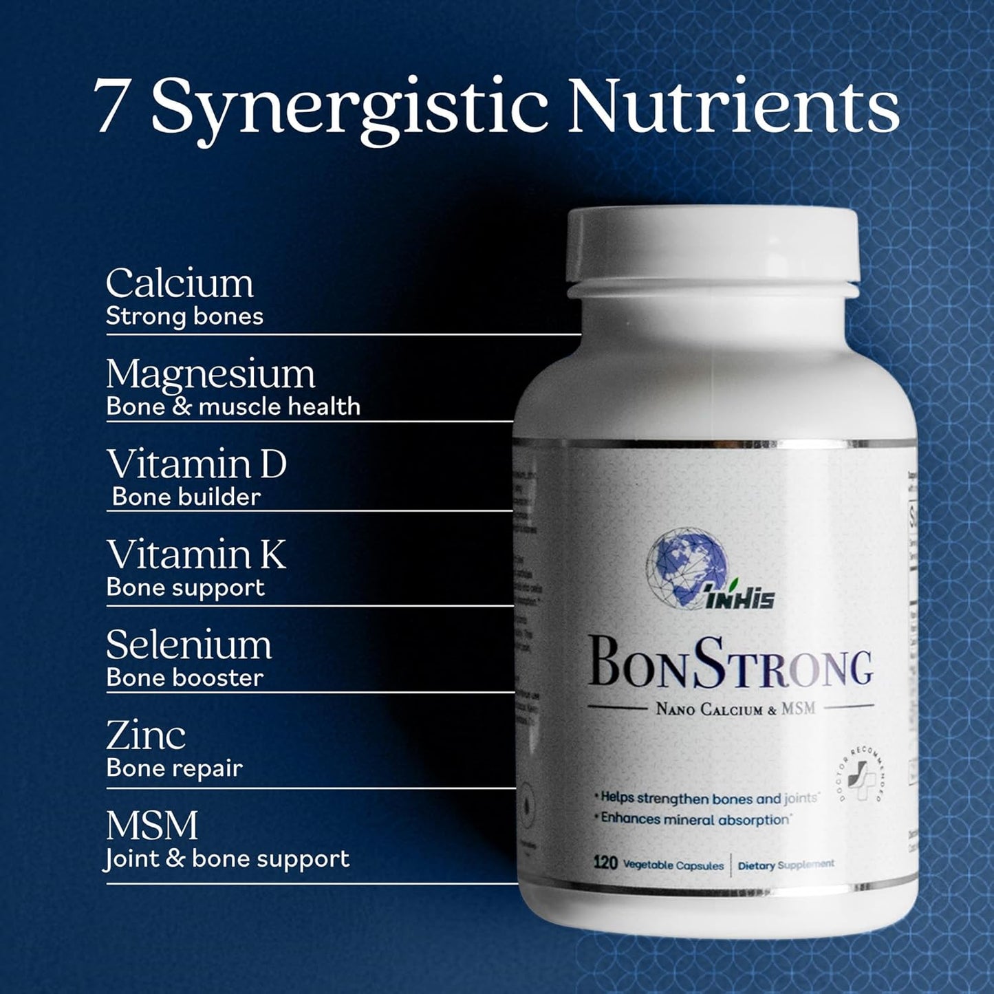 BonStrong Nano Calcium Supplement Capsules with MSM - 3x 120 Capsules for Bone Density, Joint Health, and Nutrient Renewal - USA Made Bone Health Boost