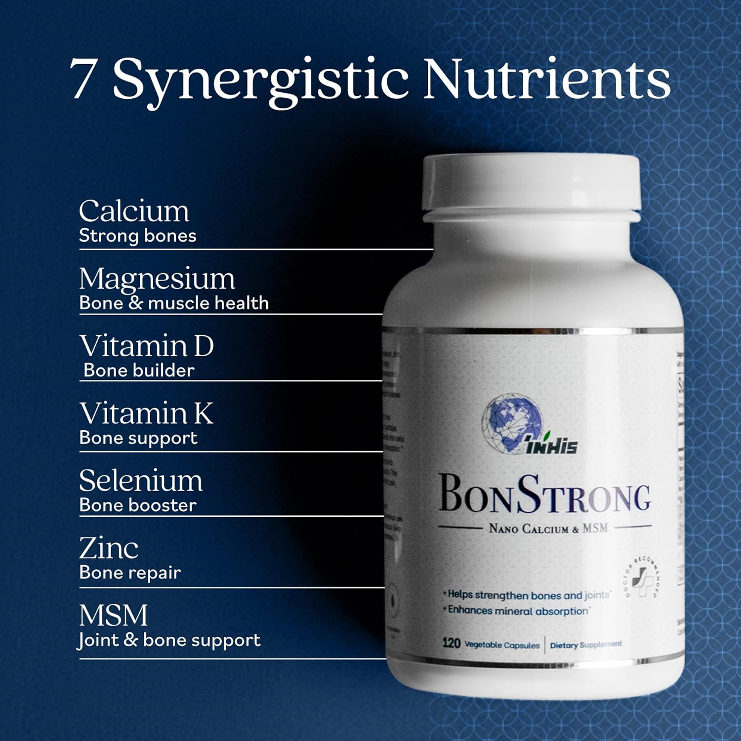 BonStrong Nano Calcium Supplement Capsules with MSM - 3x 120 Capsules for Bone Density, Joint Health, and Nutrient Renewal - USA Made Bone Health Boost