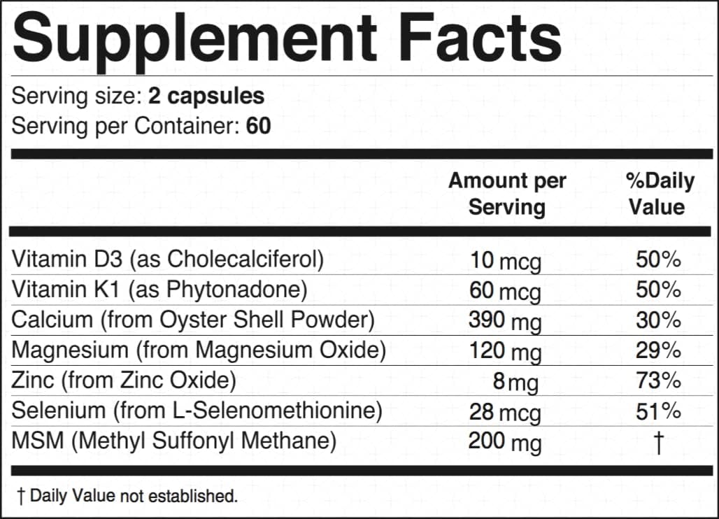 BonStrong Nano Calcium Supplement Capsules with MSM - 3x 120 Capsules for Bone Density, Joint Health, and Nutrient Renewal - USA Made Bone Health Boost
