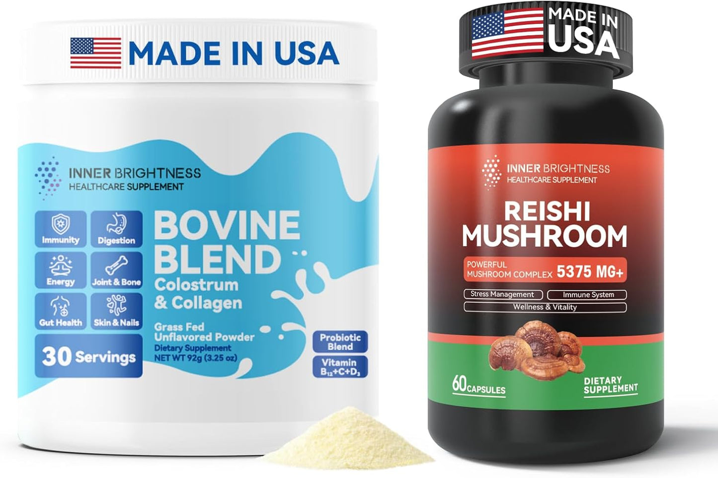 Boost Gut Health, Immunity, Hair, & Beauty with Bovine Colostrum, Collagen, Reishi Mushroom & Cordyceps Powder