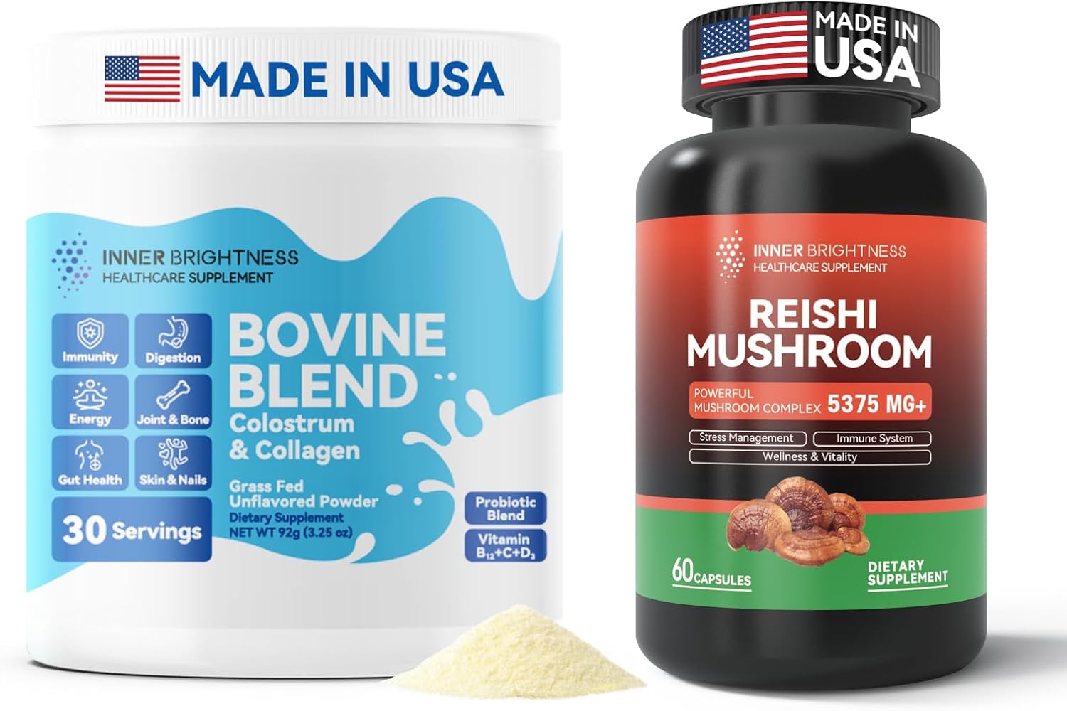 Boost Gut Health, Immunity, Hair, & Beauty with Bovine Colostrum, Collagen, Reishi Mushroom & Cordyceps Powder