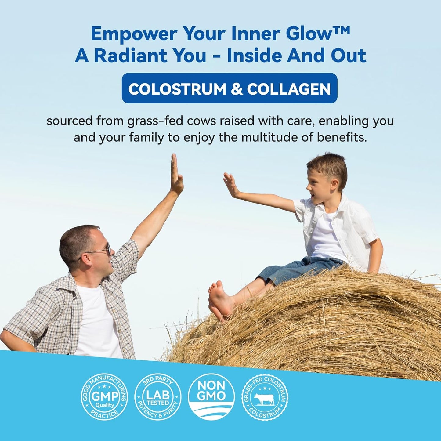 Boost Gut Health, Immunity, Hair, & Beauty with Bovine Colostrum, Collagen, Reishi Mushroom & Cordyceps Powder