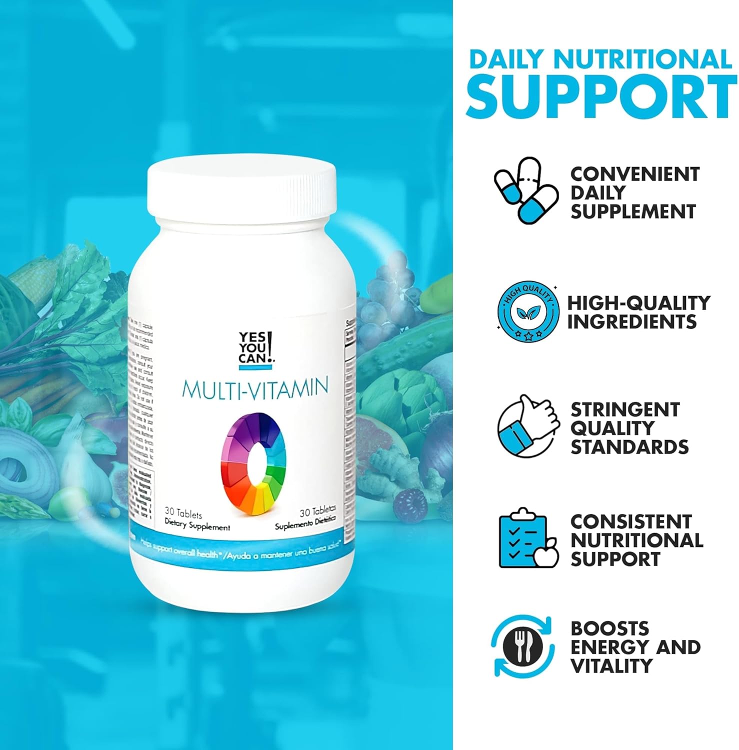 Boost Your Health with Daily Multivitamins for Men and Women - Packed with Antioxidants and Essential Vitamins A, B, C, & E - 30 Tablets x 2 Pack