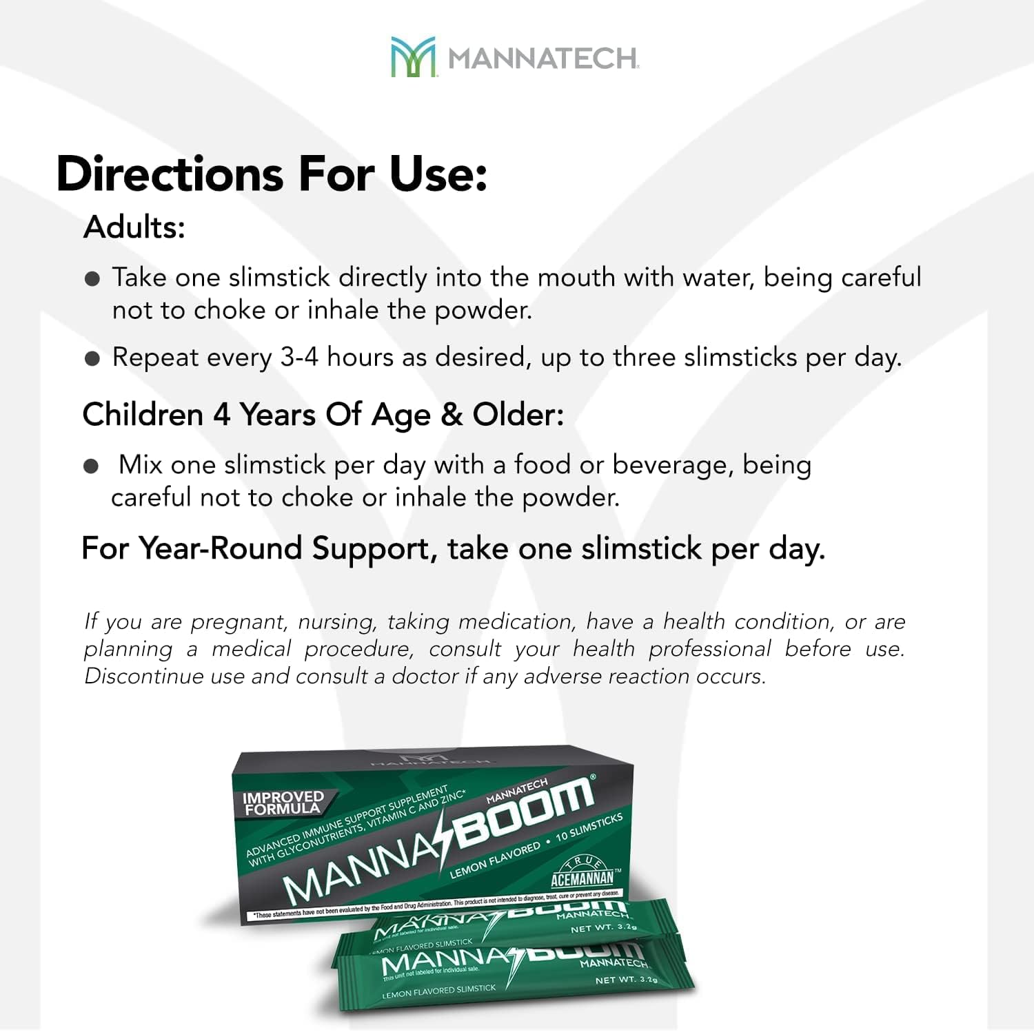 Boost Your Immunity with Mannatech Advanced Supplement - Enhanced Vitamin C, Manapol, Zinc & Glyconutrients in MannaBOOM - 30 Slimsticks
