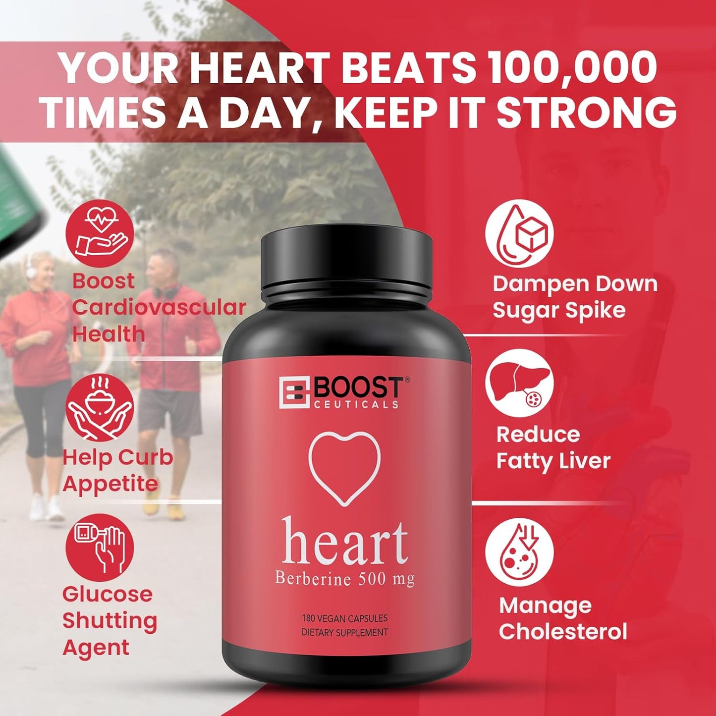 BoostCeuticals Berberine 500mg Capsules - Vegan Non GMO Gluten Free Supplement with No Stearates, 60 Count