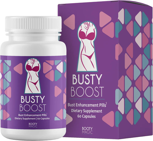 Booty Magic Busty Boost Breast Enhancement Pills - Natural Fenugreek, Saw Palmetto & Maca Formula for Fuller, Firmer Breasts in 1-2 Months - Made in USA