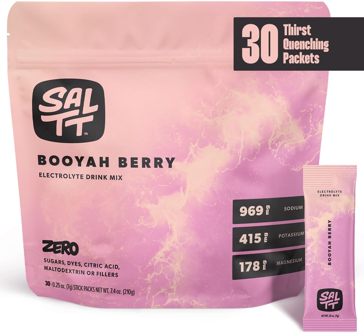 Booyah Berry Keto Chow SALTT Electrolytes Powder Drink Mix - 30 Packets - Zero Sugar & Gluten Free - Travel Hydration Essentials
