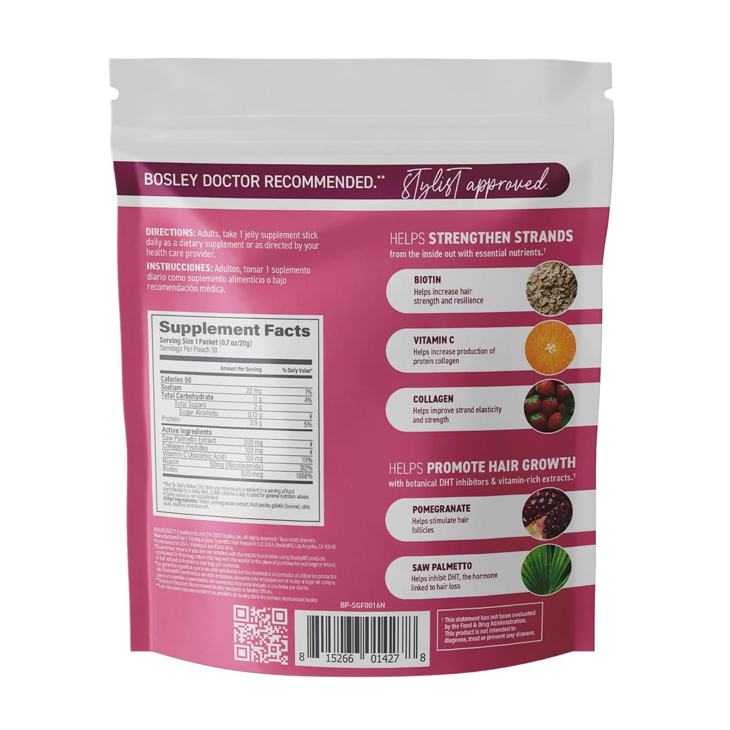 BosleyMD MendXtend Hair Growth Jelly Supplements for Stronger Hair Follicles