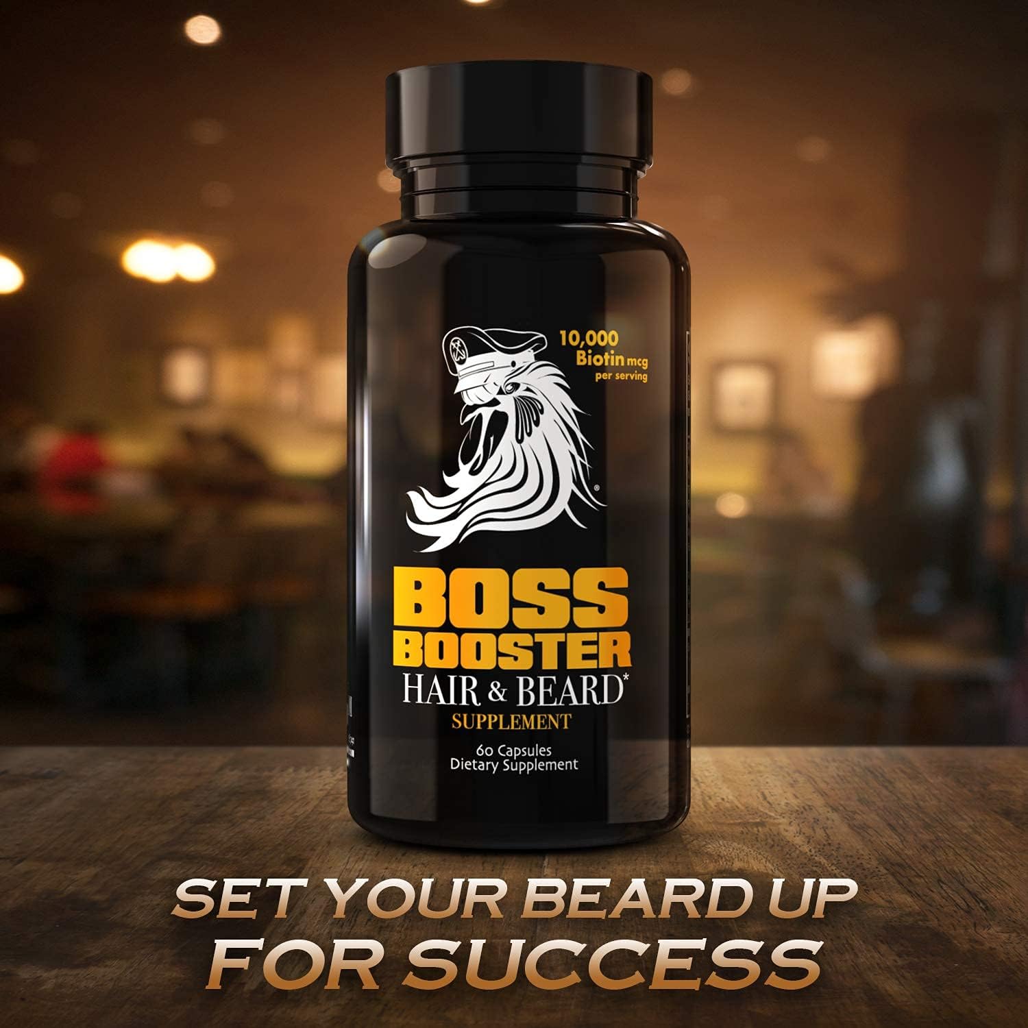 Bossman Boss Booster - Men's Beard Growth Supplement with 10,000 MCG Biotin and MSM for Hair and Beard Care