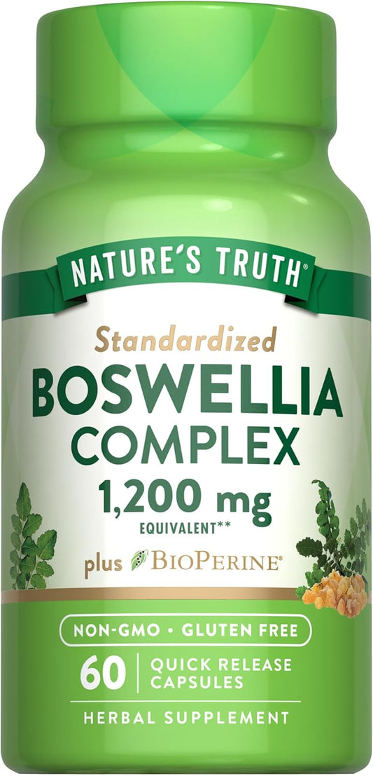 Boswellia Complex 1200mg with BioPerine 60 Capsules - Non-GMO & Gluten Free