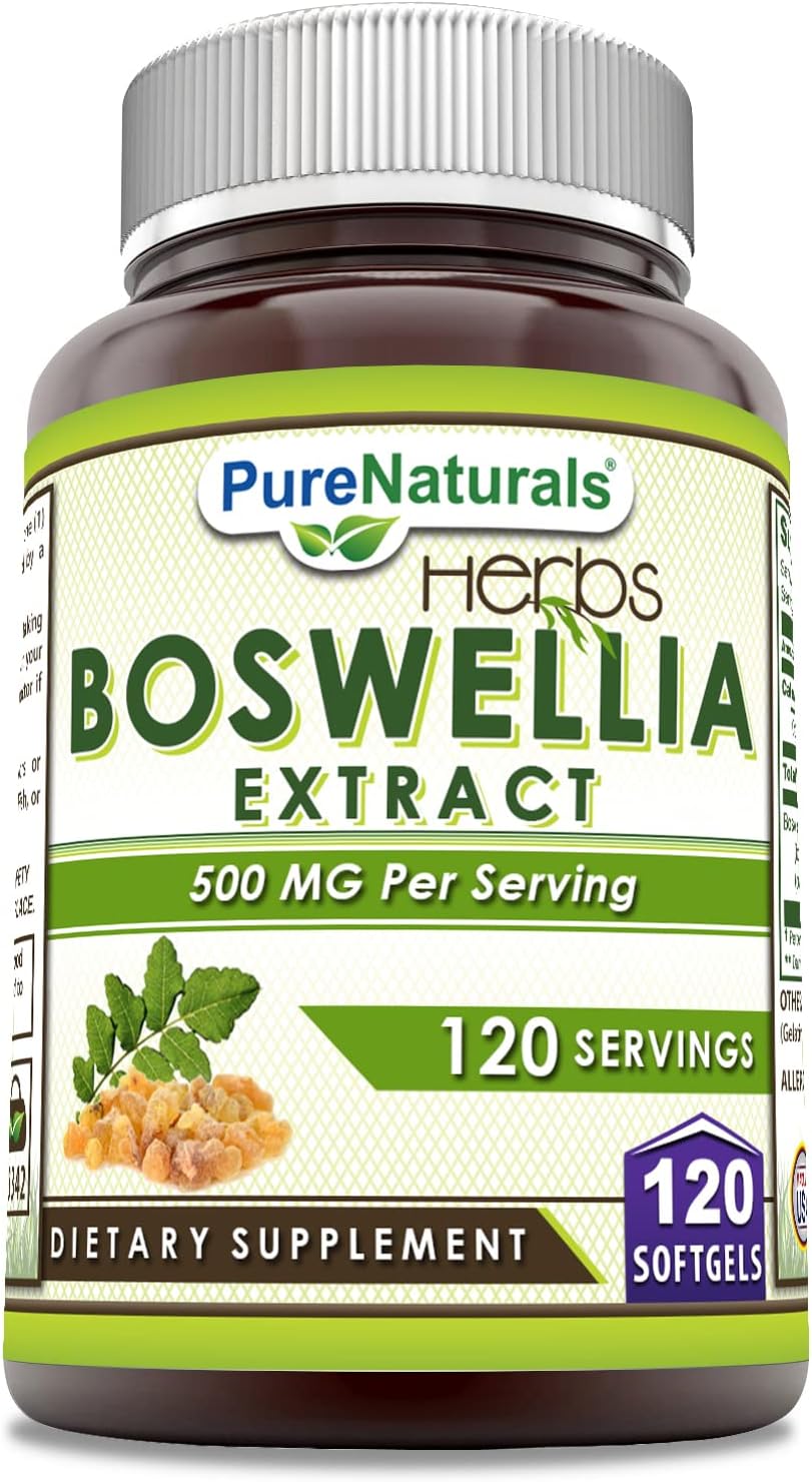 Boswellia Extract Softgels - 500 Mg, 120 Count - Pure Naturals Supplement, Non-GMO & Gluten Free