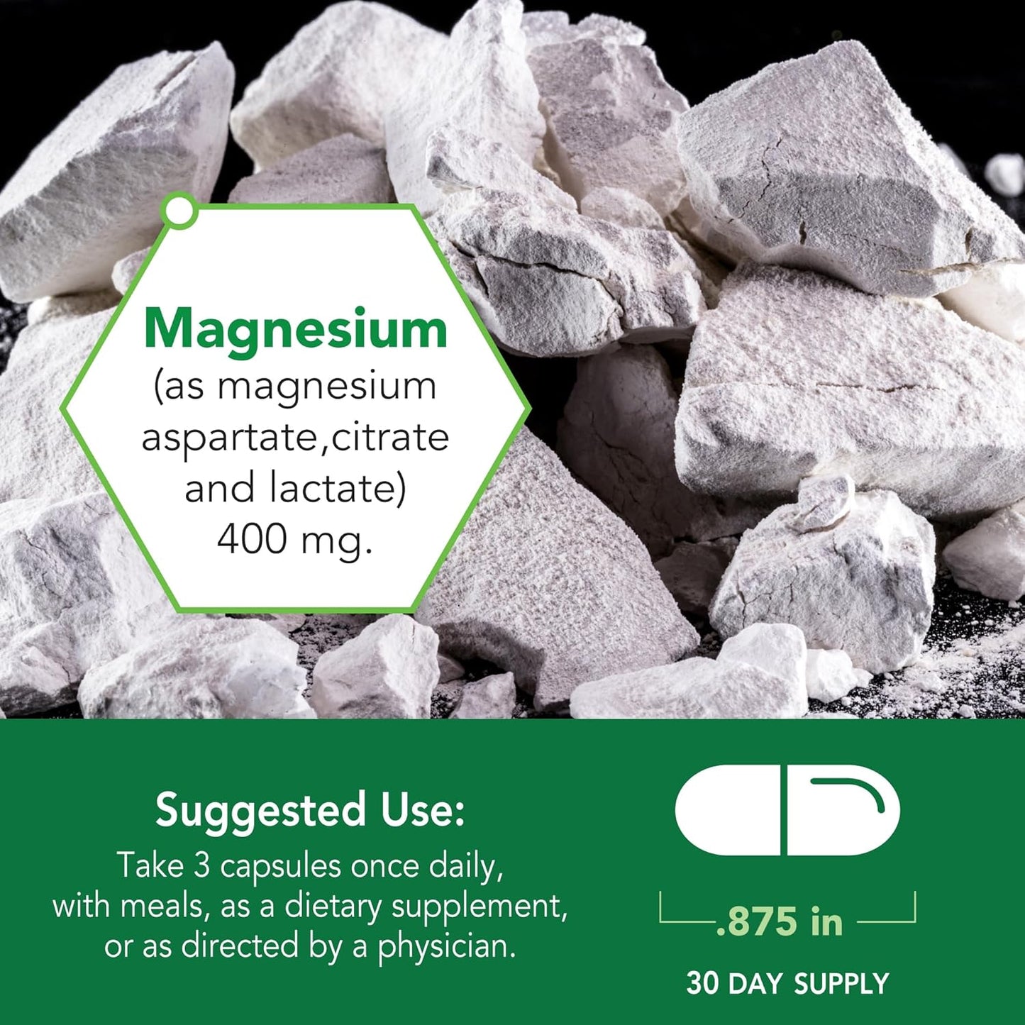 Botanic Choice Triple Magnesium Complex Supplement for Nerve, Digestive, Muscular, and Heart Health - 90 Capsules for Men and Women
