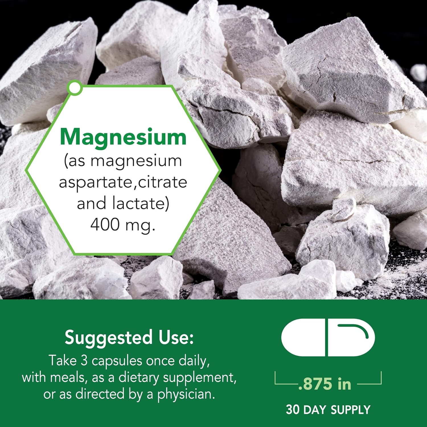 Botanic Choice Triple Magnesium Complex Supplement for Nerve, Digestive, Muscular, and Heart Health - 90 Capsules for Men and Women