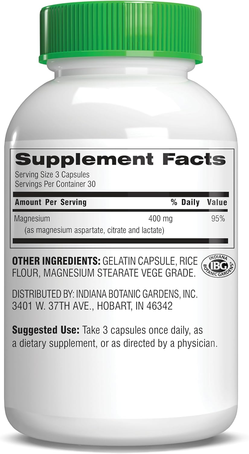 Botanic Choice Triple Magnesium Complex Supplement for Nerve, Digestive, Muscular, and Heart Health - 90 Capsules for Men and Women