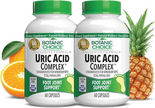 Botanic Choice Uric Acid Complex Supplement - Joint Support with Celery Seed & Bromelain - 2 Pack