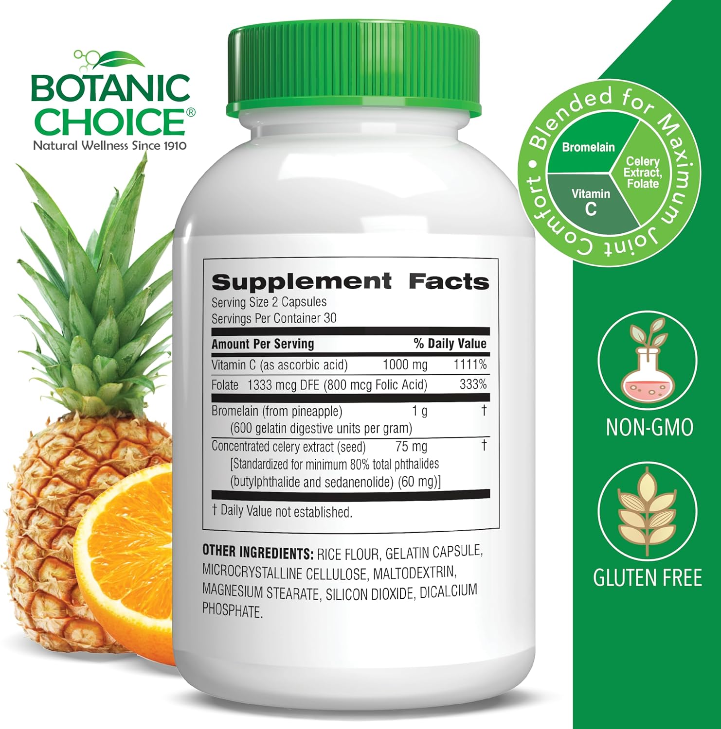 Botanic Choice Uric Acid Complex Supplement - Joint Support with Celery Seed & Bromelain - 2 Pack