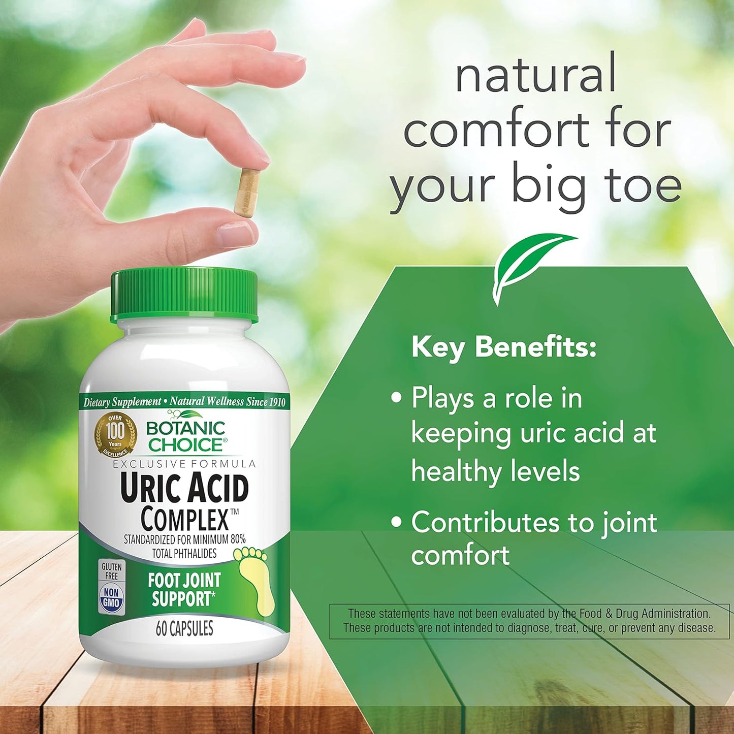 Botanic Choice Uric Acid Complex Supplement - Joint Support with Celery Seed & Bromelain - 2 Pack
