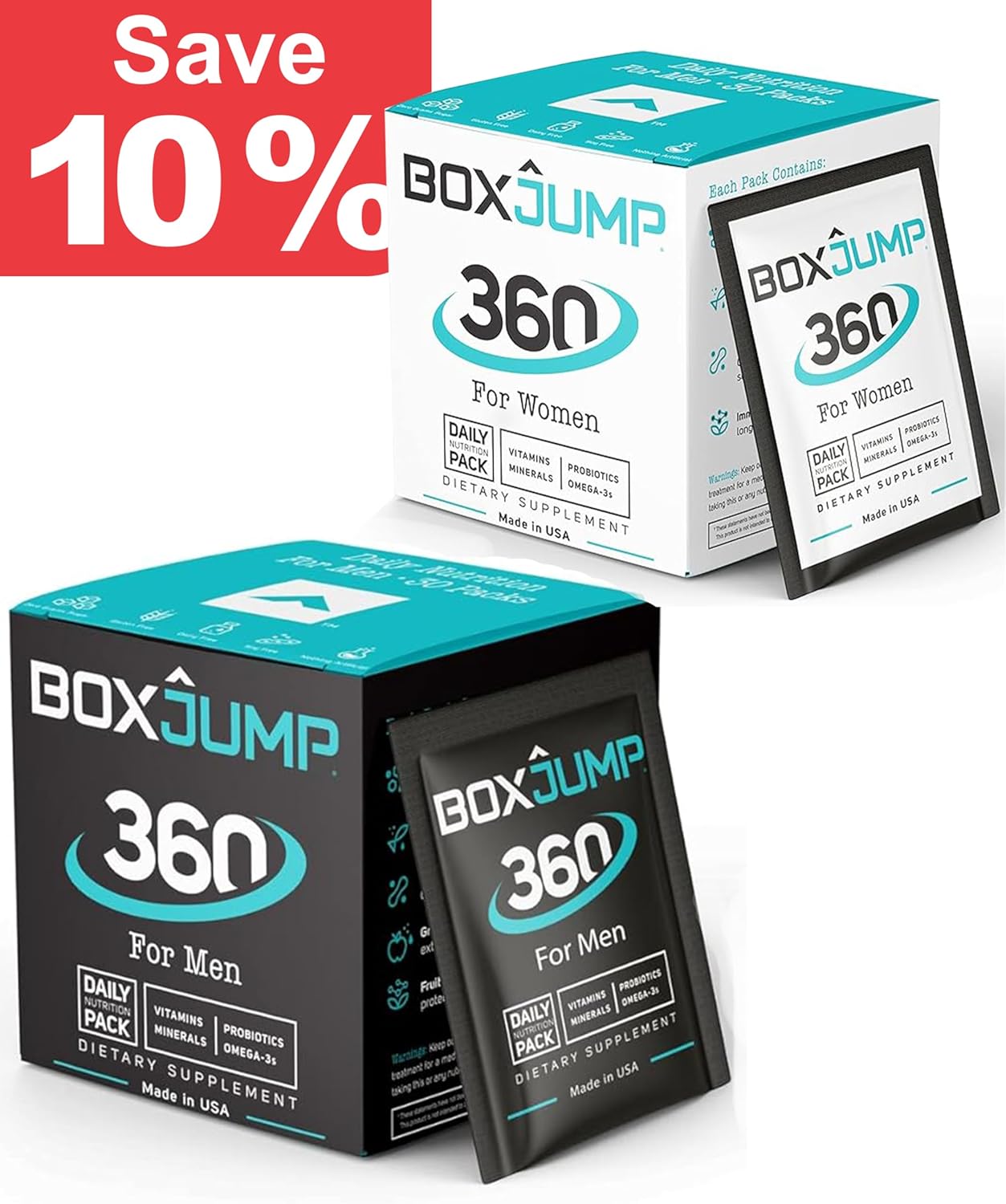 BoxJump Daily Multivitamin Pack for Men and Women - 2 Pack with Essential Vitamins and Minerals - Energy Boost, Immune Support, Endurance - Includes Vitamin D, C, A, E, B12 - 30 Day Supply