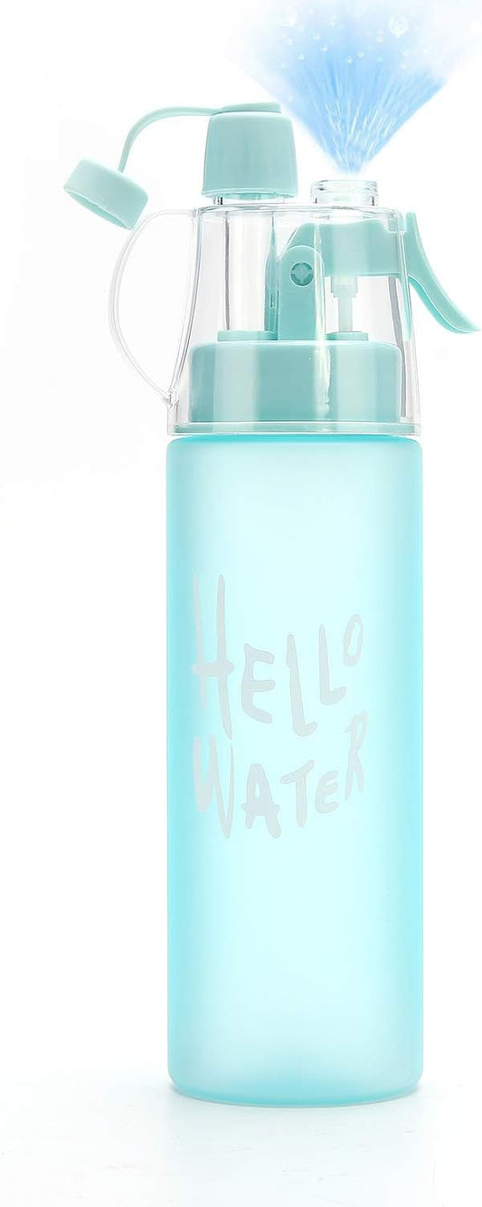 BPA-Free 580ml Misting Water Bottle for Outdoor Hydration - Frosted Blue Spray Mist Sports Bottle