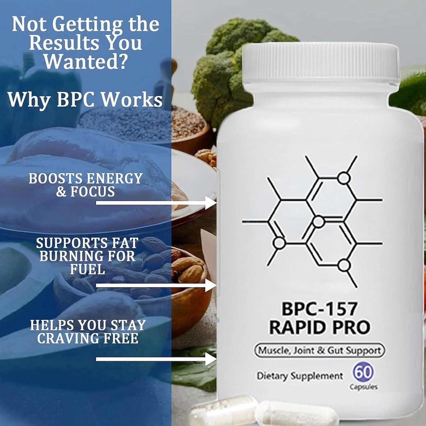 BPC-157 Rapid Pro Capsules - Non-GMO, Gluten Free Peptide Supplement