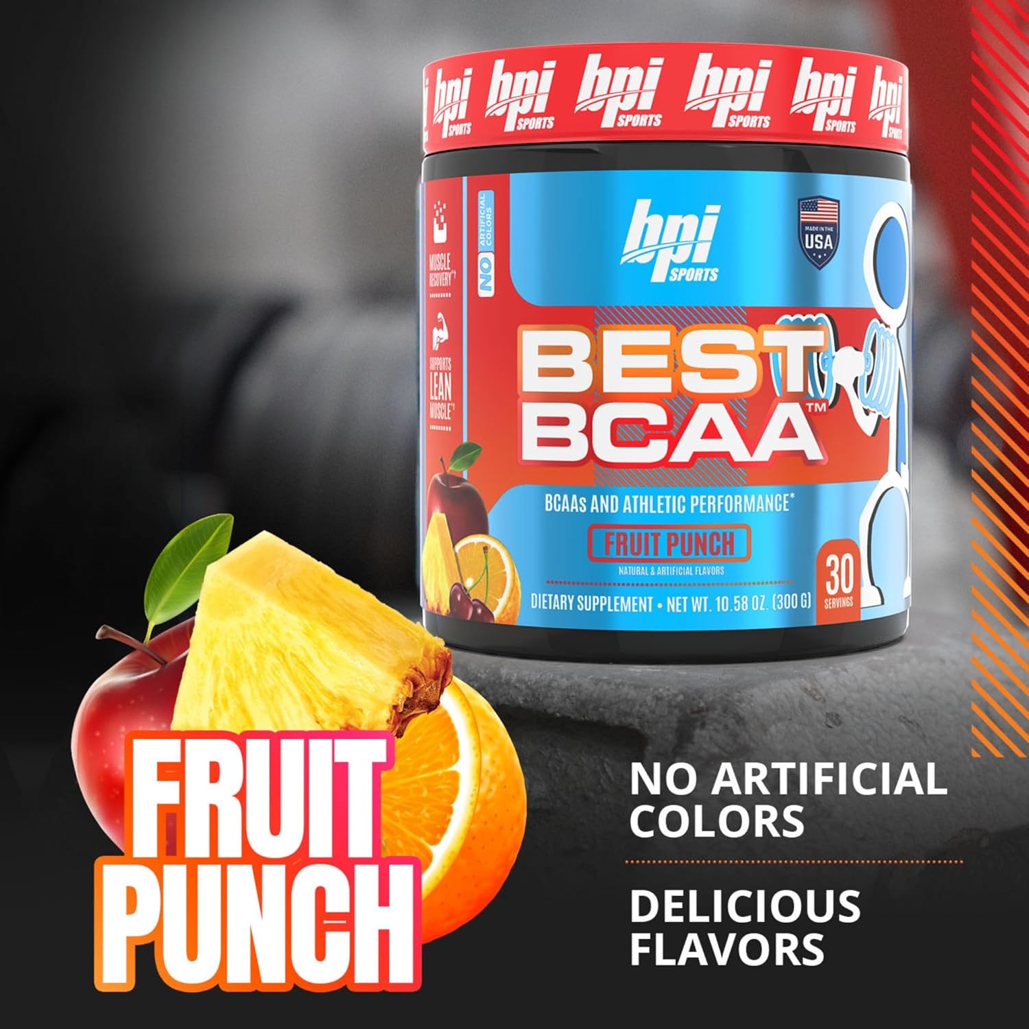 BPI Sports Best BCAA Fruit Punch: Post-Workout Recovery, Weight Loss Support, 30 Servings