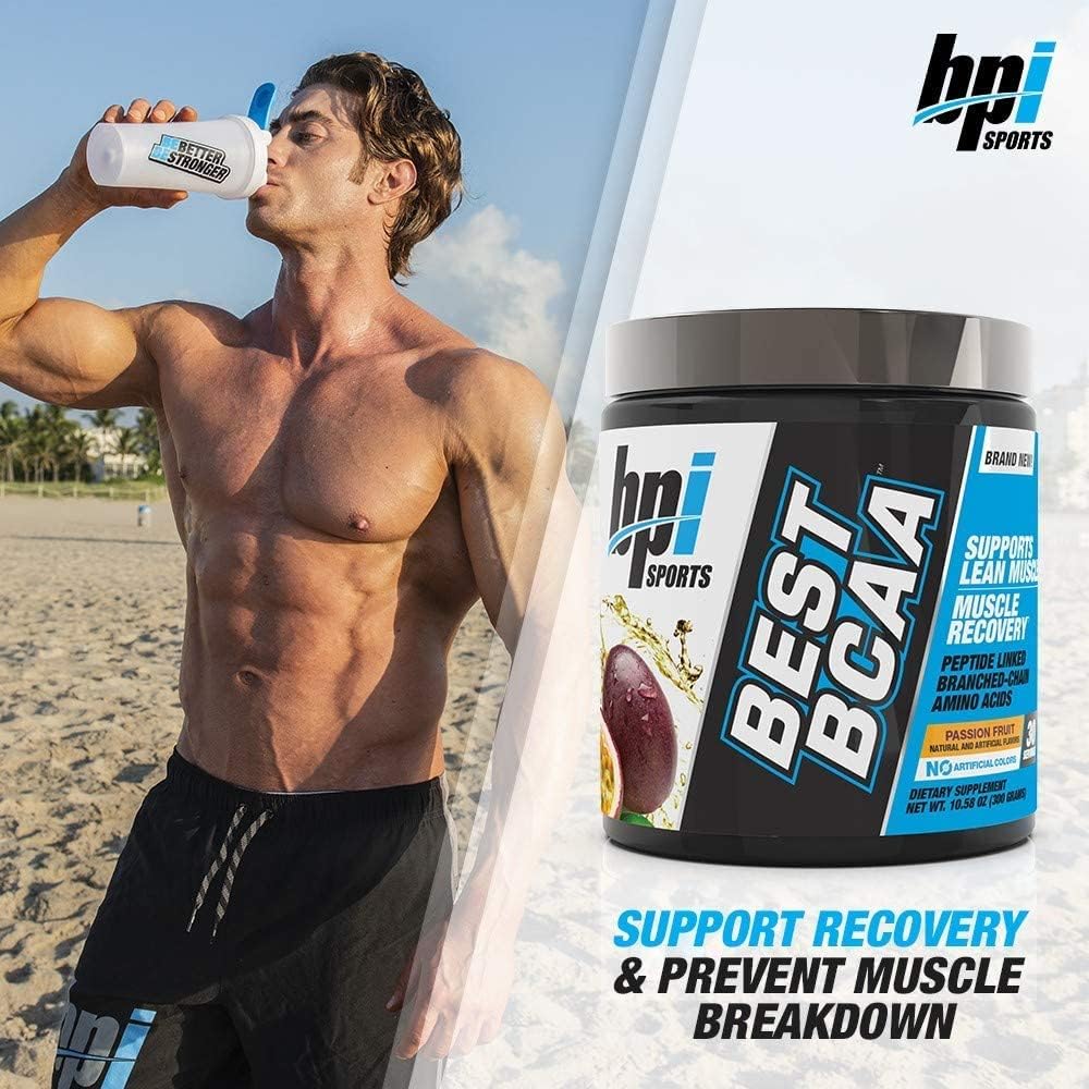 BPI Sports Best BCAA Passion Fruit Flavor - 30 Servings, 300g - Supports Metabolism and Muscle Growth with Omega 6