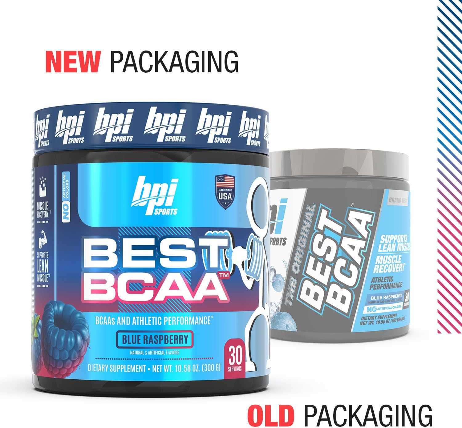 BPI Sports BEST BCAA Powder Post Workout Drink - Blue Raspberry Flavor, 30 Servings for Hydration & Recovery in Men & Women