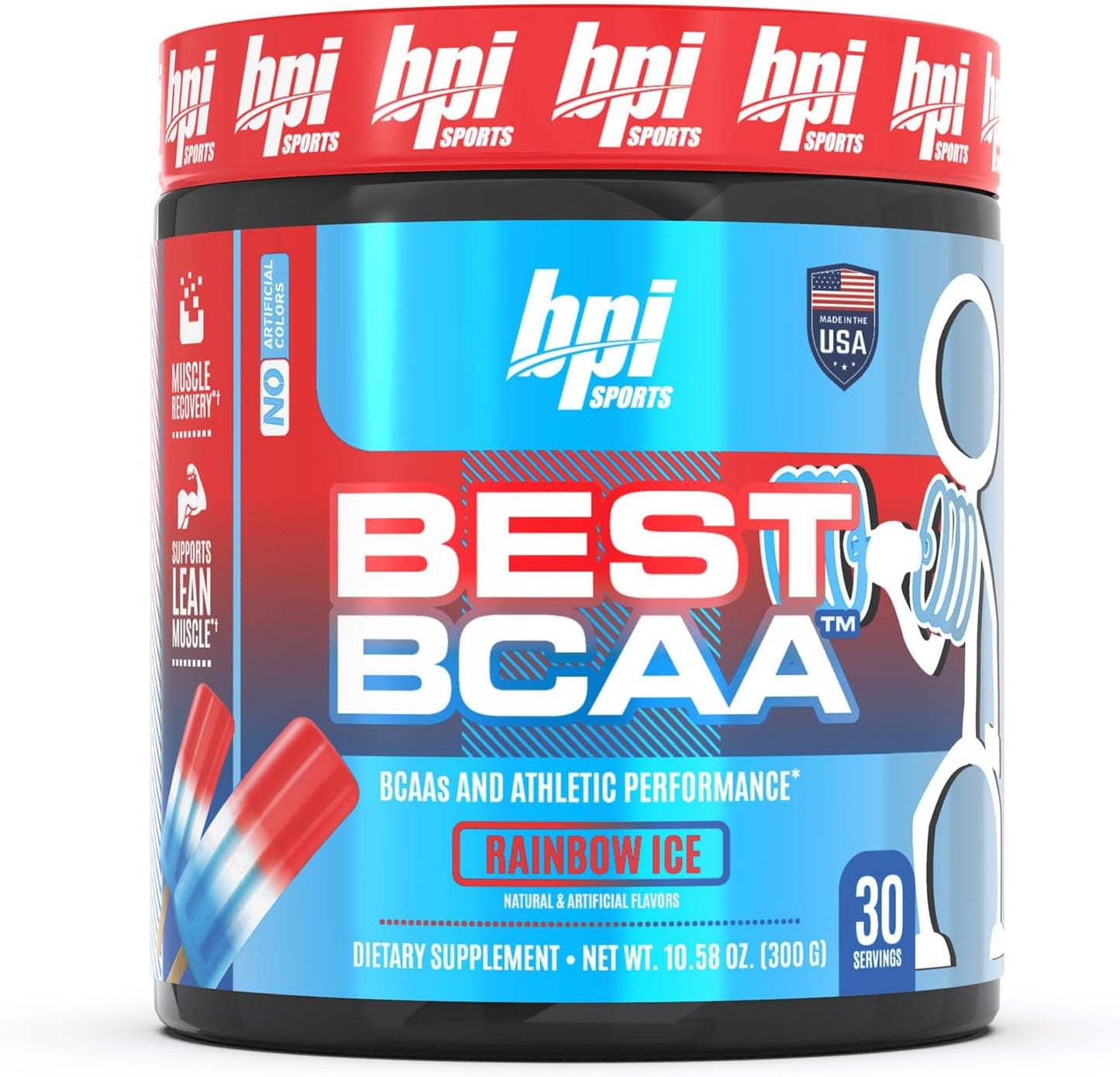 BPI Sports Best BCAA Rainbow Ice - Post-Workout Recovery and Weight Loss Support - 30 Servings, 300 g
