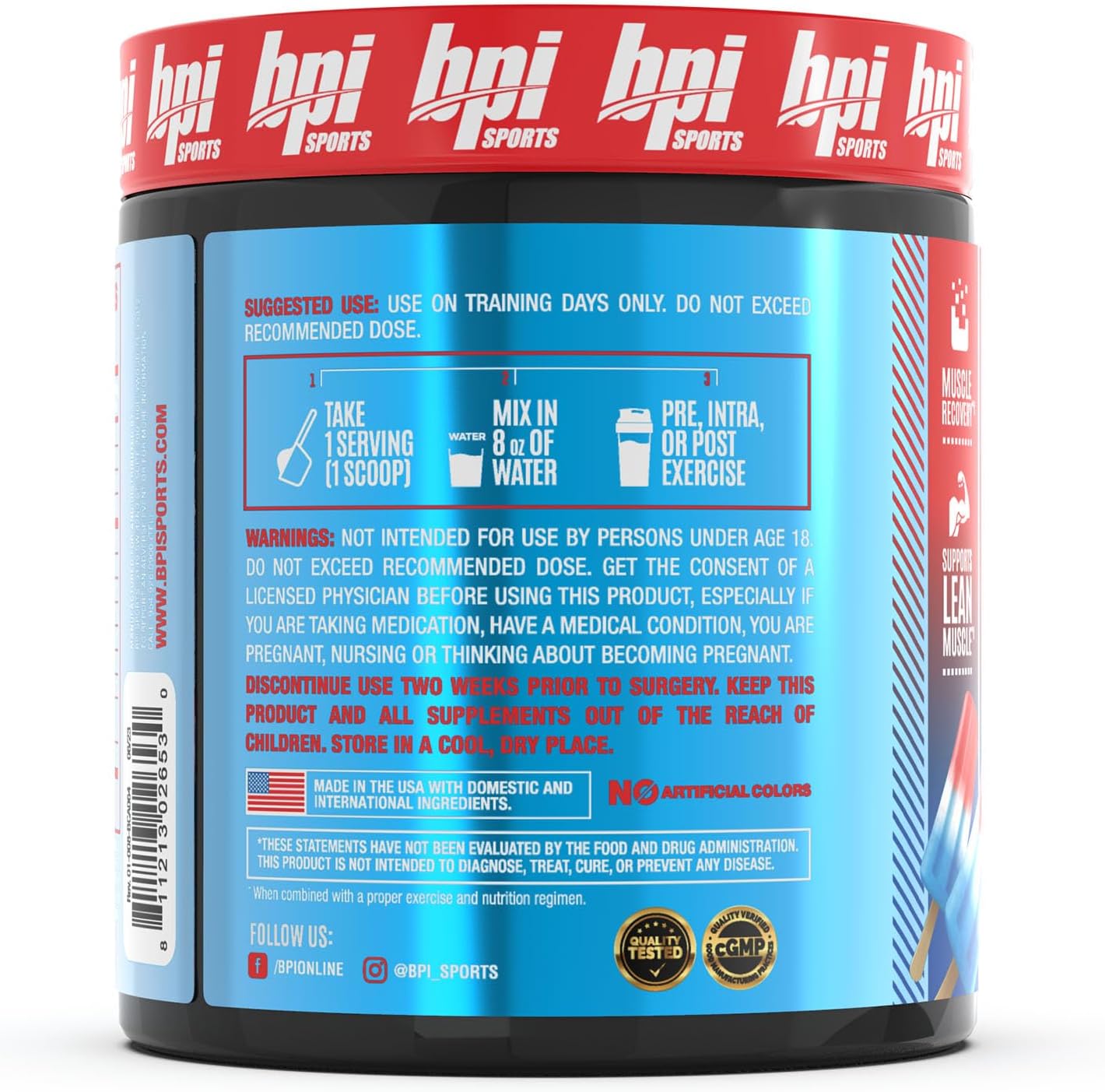BPI Sports Best BCAA Rainbow Ice - Post-Workout Recovery and Weight Loss Support - 30 Servings, 300 g