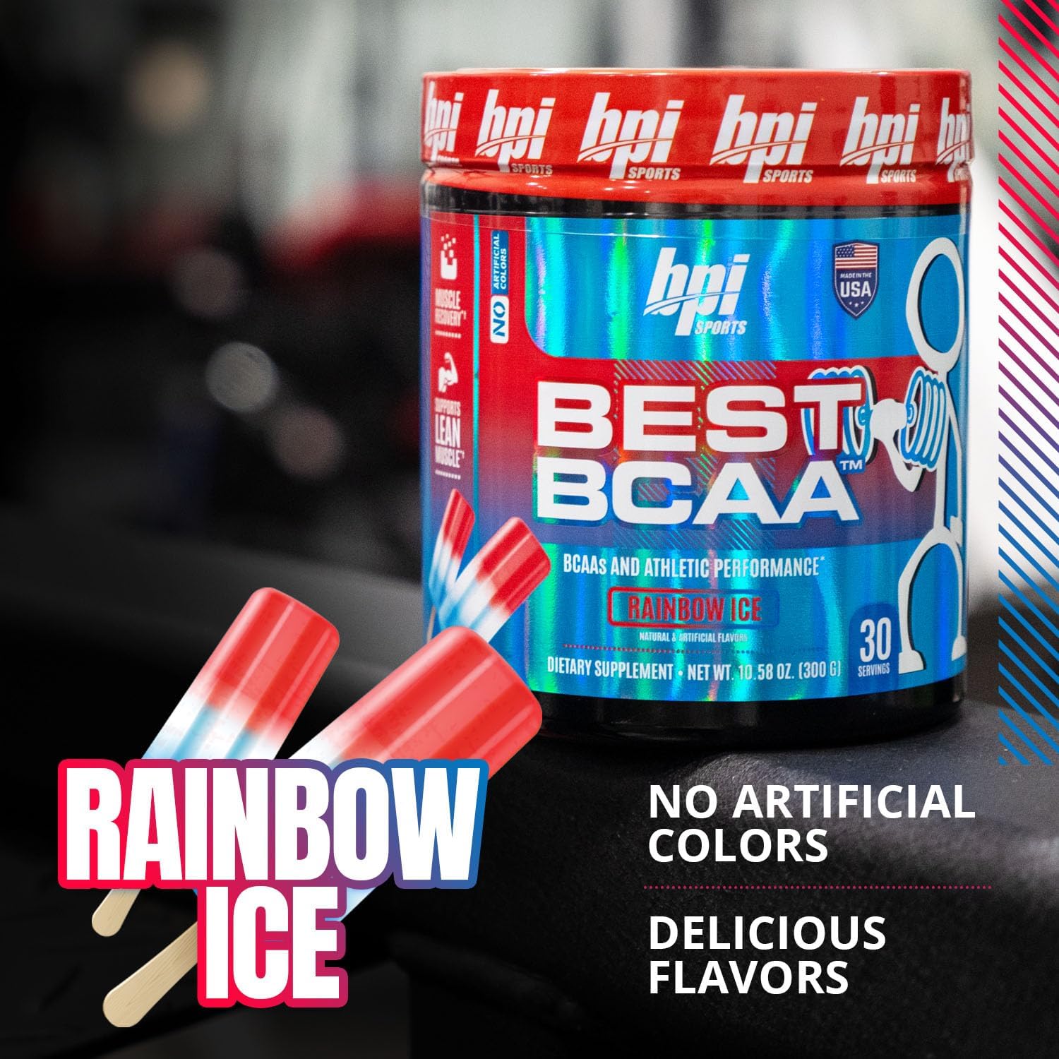 BPI Sports Best BCAA Rainbow Ice - Post-Workout Recovery and Weight Loss Support - 30 Servings, 300 g