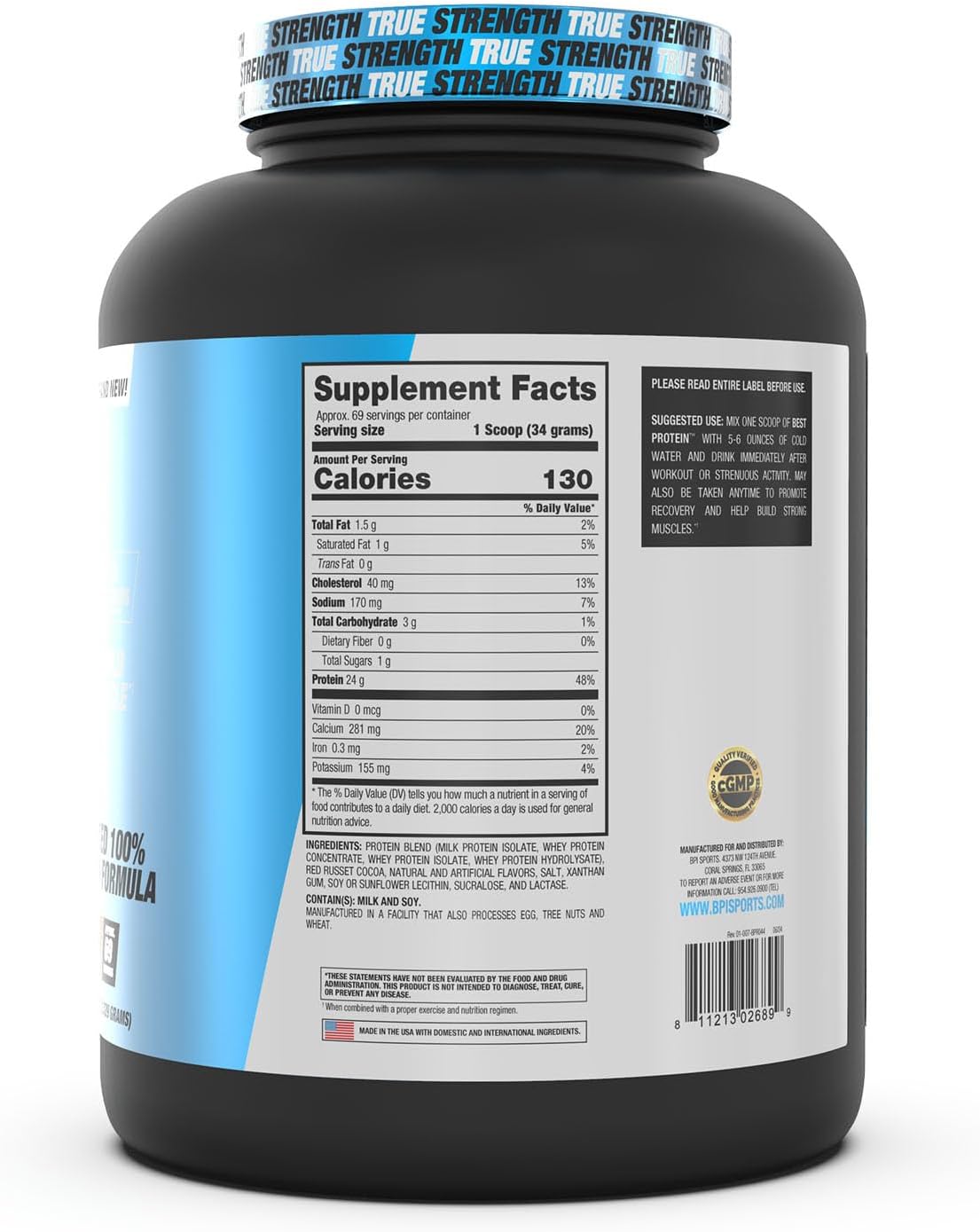 BPI Sports Best Protein Blend for Muscle Growth & Recovery - 100% Whey, Meal Replacement, No Fillers - Chocolate Brownie - 5.1 lbs