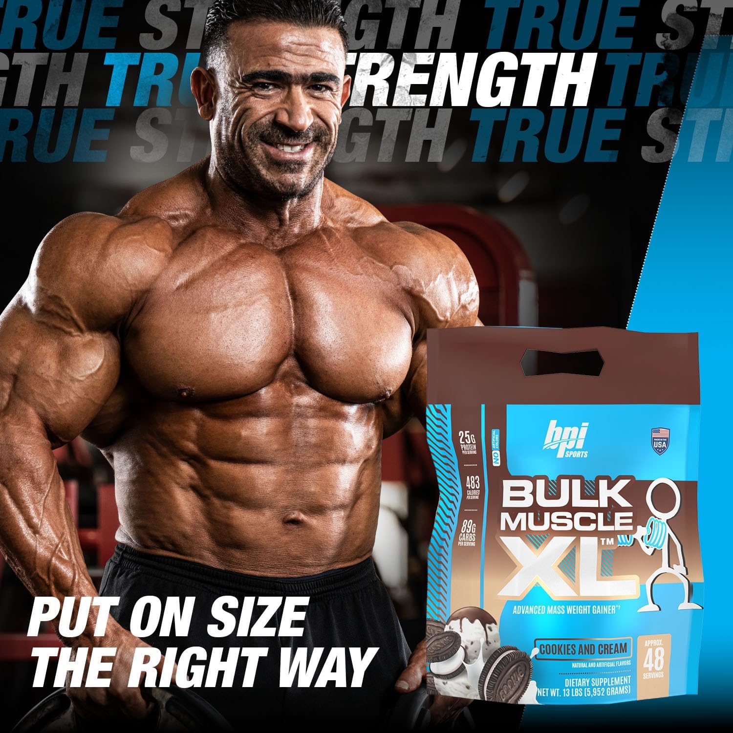 BPI Sports Bulk Muscle XL - High-Protein Weight Gainer for Muscle Building & Recovery, 25g Protein & 497 Calories Per Serving - Chocolate & Cookies and Cream, 13lb Bag