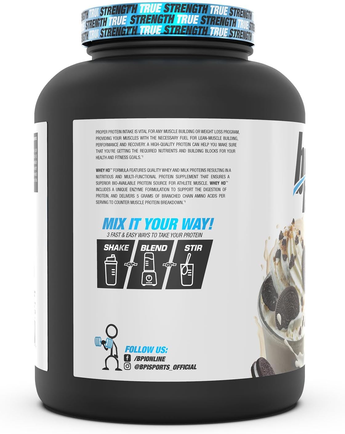 BPI Sports Whey HD Ultra Premium Protein Powder, Milk and Cookies Flavor, 4.1 lb Jar