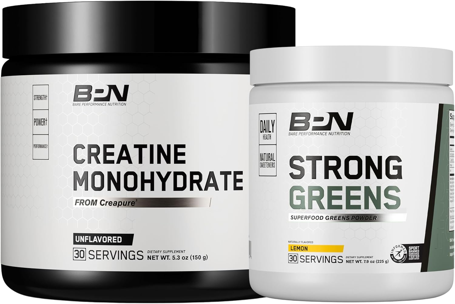 BPN Creatine Monohydrate and Strong Greens Combo Pack for Enhanced Performance
